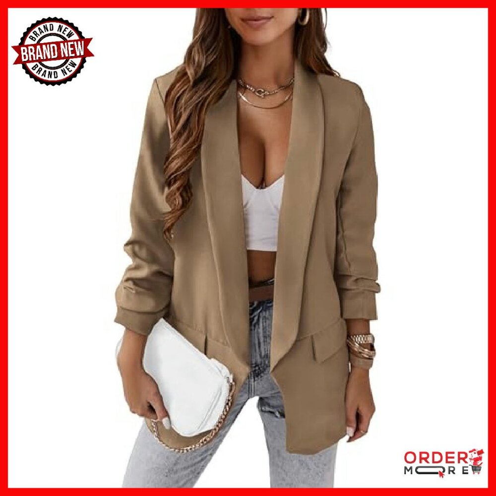 Oversized Blazer Lightweight Polyester Open Front… - image 2